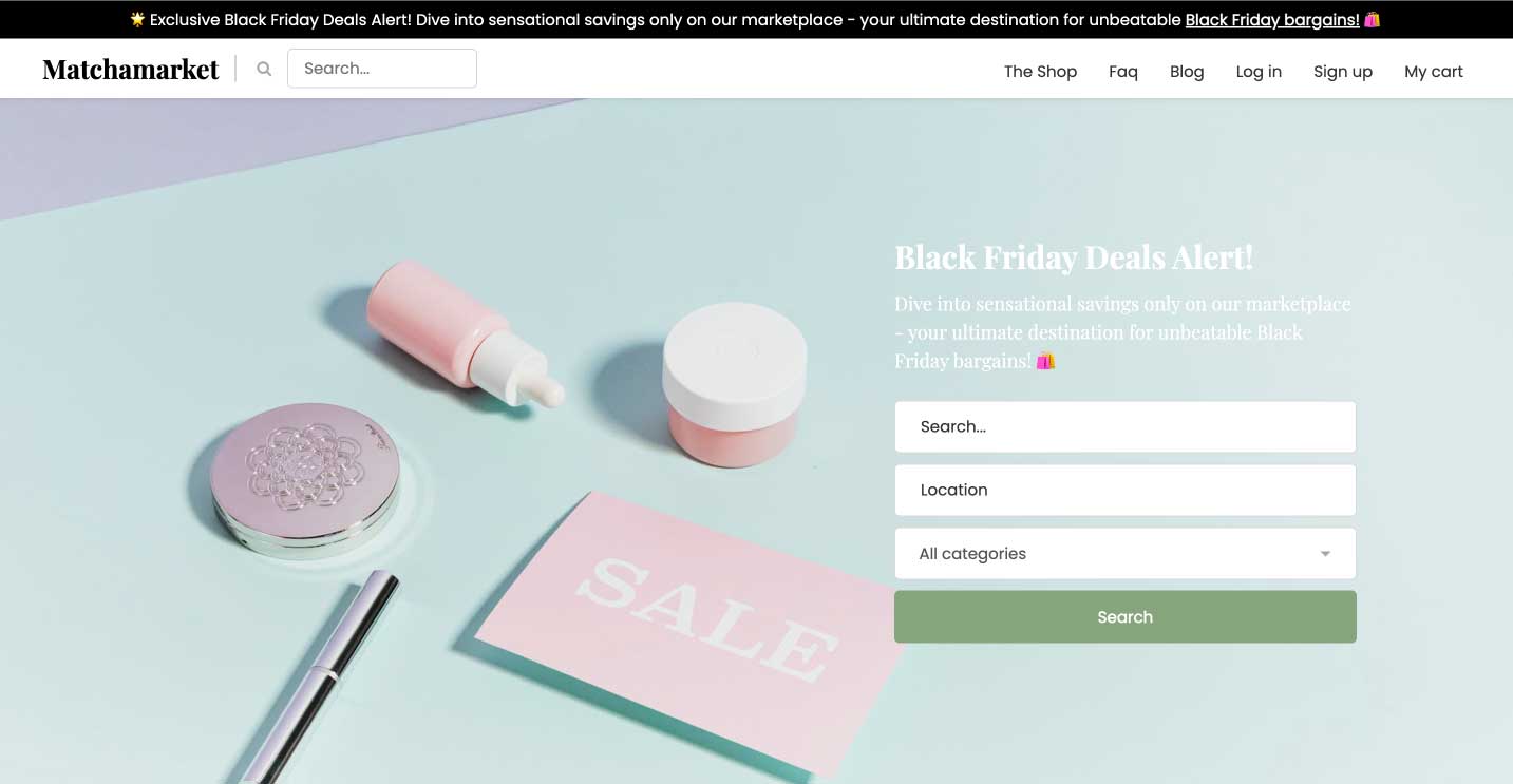 Black Friday online shopping on a digital marketplace